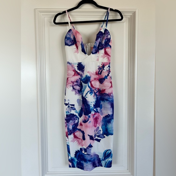 Holly Blossom Pink 3D Floral Midi Shirt Dress main image 1